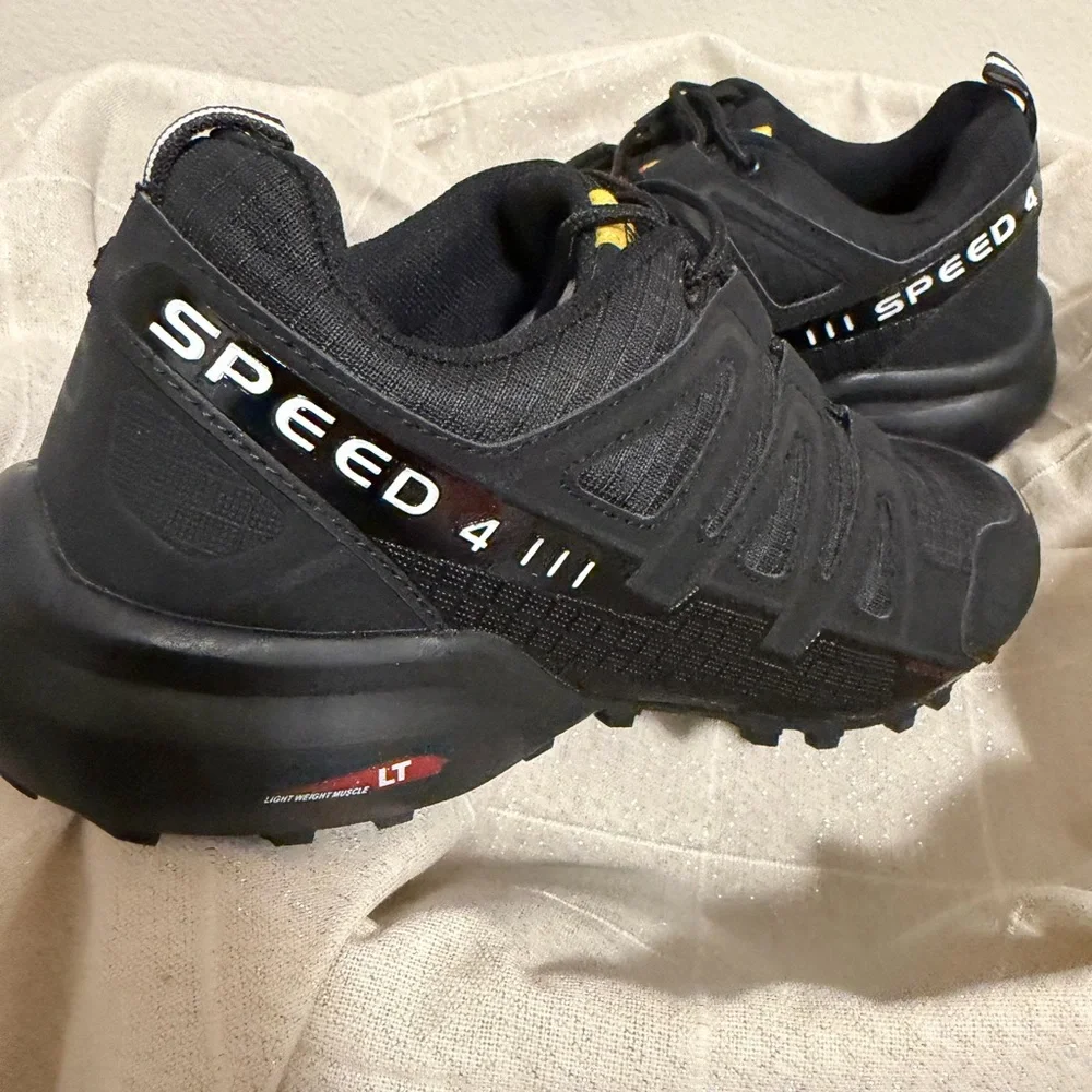Black Running Sneakers with Colorful Accents